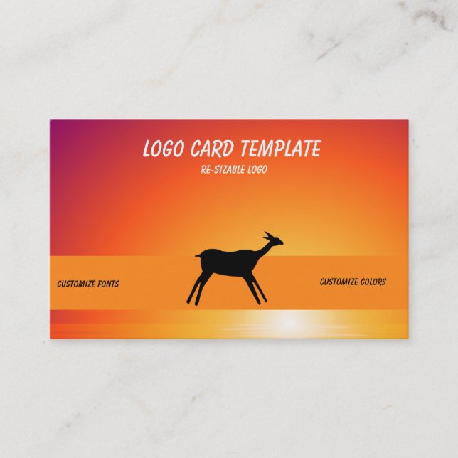 Sunset Colours Ancient Deer Logo Business Card (Front)