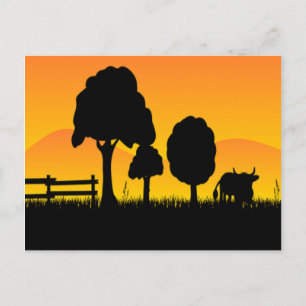 Sunset countryside postcard