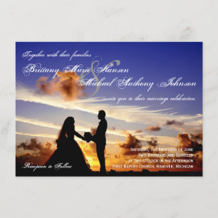 Sunset Couple Silhouette Wedding Invitation