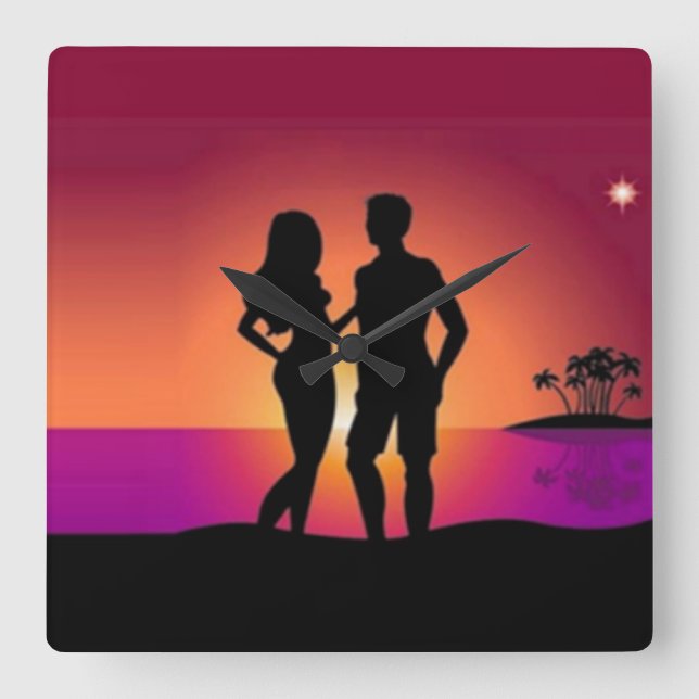 Sunset Couple Wall Clock (Front)