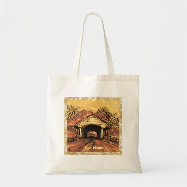 Sunset Covered Bridge tote bag (Front)