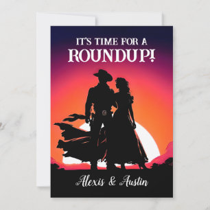 Sunset Cowboy and Cowgirl Round Up Anniversary  Invitation