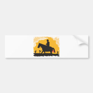 Sunset Cowboy Bumper Sticker