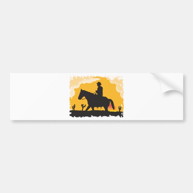 Sunset Cowboy Bumper Sticker (Front)