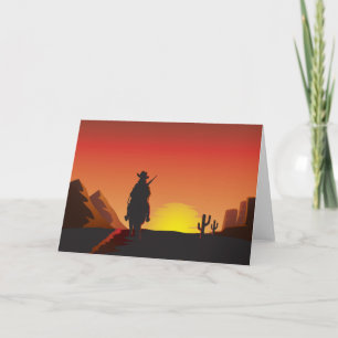 Sunset Cowboy Greeting Cards
