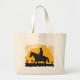 Sunset Cowboy Large Tote Bag