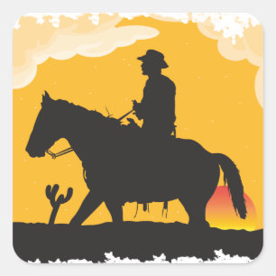 Sunset Cowboy Square Sticker