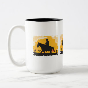 Sunset Cowboy Two-Tone Coffee Mug