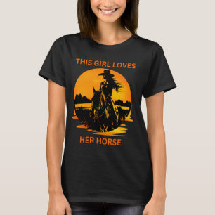 Sunset Cowgirl Horse Rider Cute Girl Horse Lover S T-Shirt