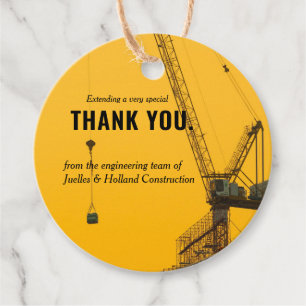 Sunset Crane Construction Themed Minimal Favour Tags