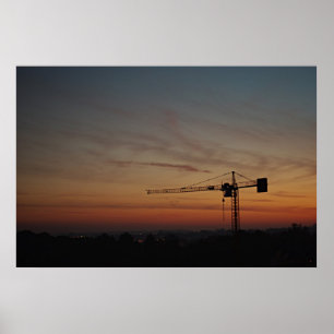 Sunset Crane Poster