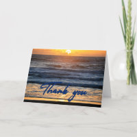 Sunset Crashing Waves Photo Thank You Card