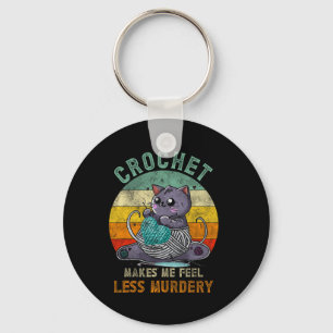 Sunset Crochet Cat Mum Makes Me Feel Less-murdery Key Ring
