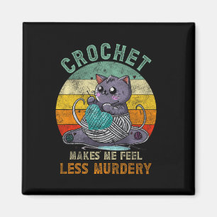 Sunset Crochet Cat Mum Makes Me Feel Less-murdery Magnet