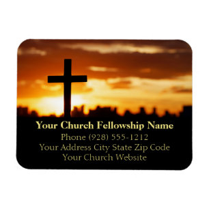 Sunset Cross2 Church Pastor Business Cards Magnet
