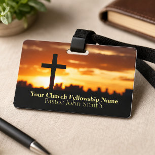 Sunset Cross2 Church Pastor ID Badge