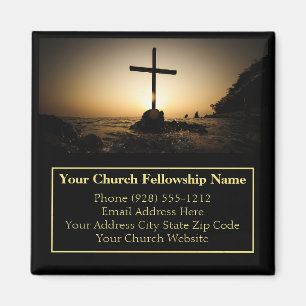 Sunset Cross Church Pastor Business Card Magnet