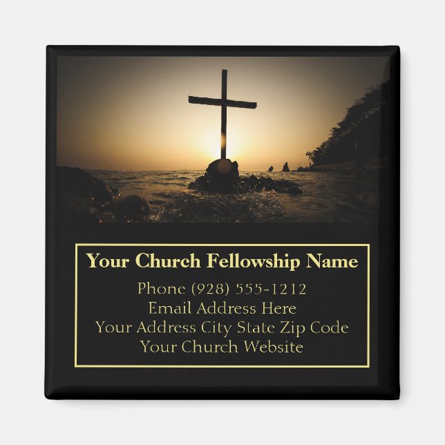 Sunset Cross Church Pastor Business Card Magnet (Front)
