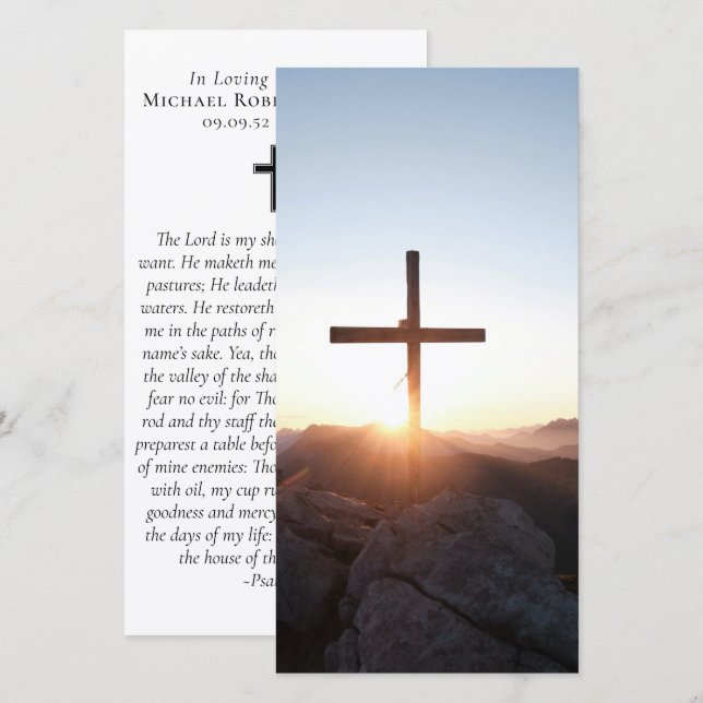 Sunset Cross Prayer Memorial Bookmark (Front/Back)