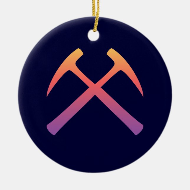 Sunset Crossed Rock Hammers Ornament (Front)