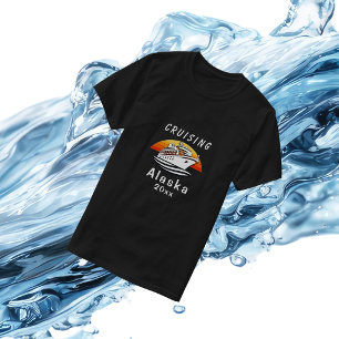  Sunset Cruising Alaska Black Personalise T-Shirt
