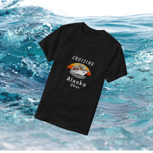 Sunset Cruising Alaska Black Personalise T-Shirt