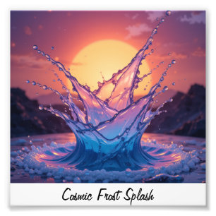 Sunset crystal liquid bursts over a galaxy sky, ed photo print