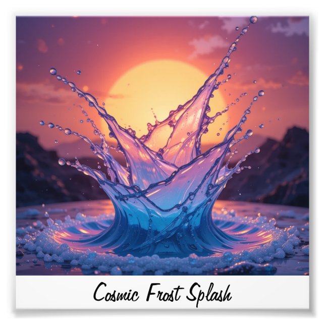 Sunset crystal liquid bursts over a galaxy sky, ed photo print (Front)