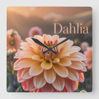 Sunset Dahlia Garden Square Wall Clock