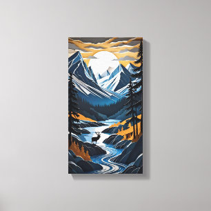 Sunset Deer Canvas Wall Art