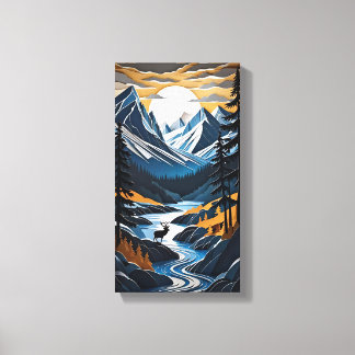 Sunset Deer Canvas Wall Art