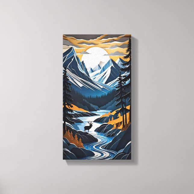 Sunset Deer Canvas Wall Art (Front)