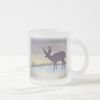 Sunset Deer Design Frosted Glass Coffee Mug