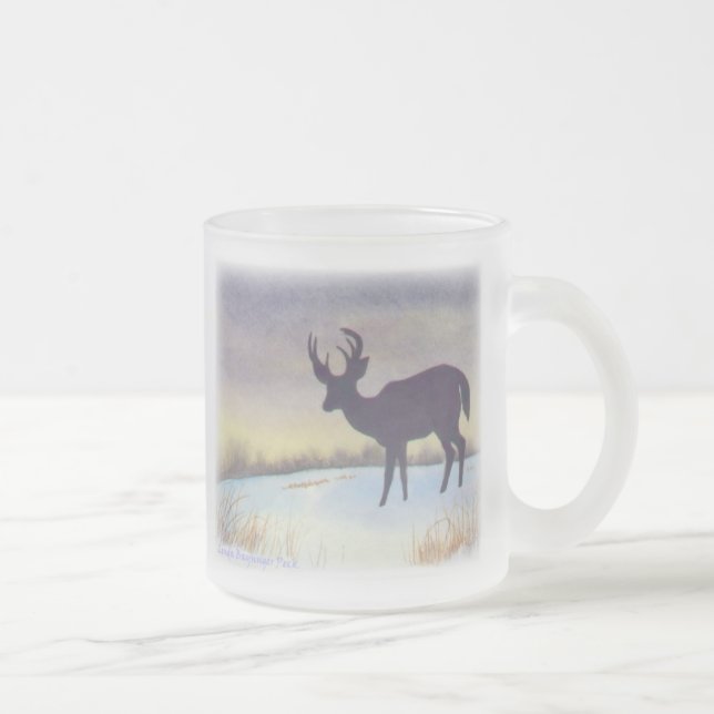 Sunset Deer Design Frosted Glass Coffee Mug (Right)