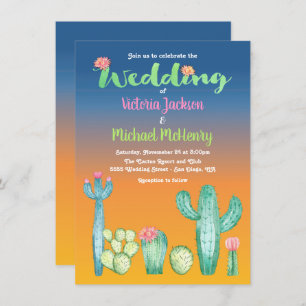 Sunset Desert Cactus Wedding Invitation