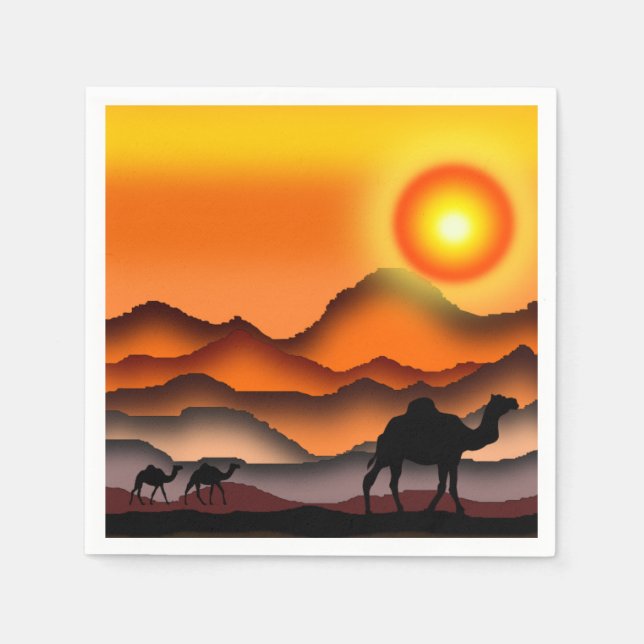 Sunset Desert Camel Napkins (Front)