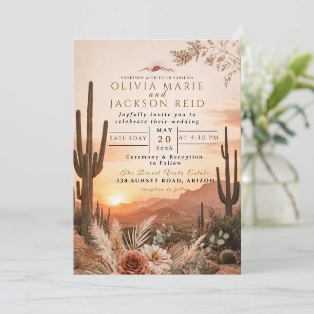 Sunset Desert Love Invitation (Standing Front)