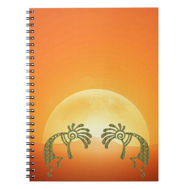 Sunset Desert Sun Kokopelli Notebook (Front)