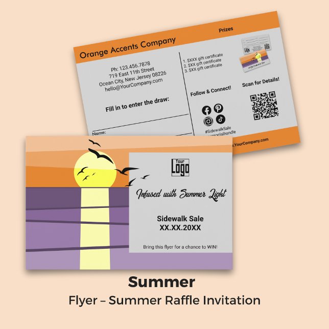 Sunset Design · Dual-Sided Summer ·  Raffle Promo Flyer (Sunset Design · Dual-Sided Summer · Raffle Promo Flyer)