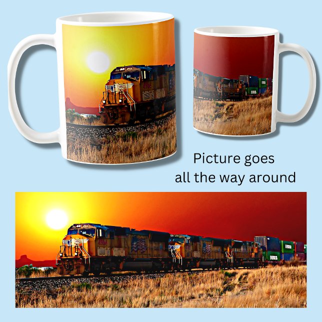 Sunset Diesel Locomotive Freight Train  Coffee Mug (Creator Uploaded)