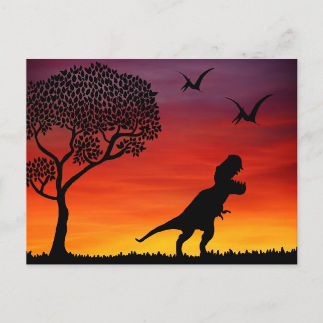 Sunset Dinosaurs Postcard (Front)
