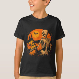 Sunset Dog Skeleton Halloween Spooky Dogs Lovers T-Shirt