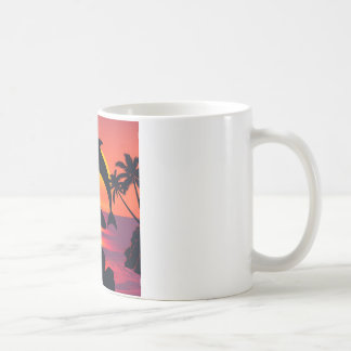 Sunset Dolphin and Surfer Tropical Beach Coffee Mu Coffee Mug