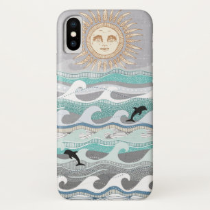 sunset dolphin waves iPhone x case