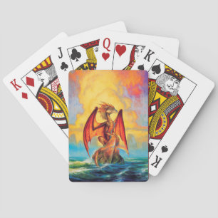 Sunset Dragon Fantasy Art Playing Cards