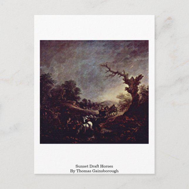 Sunset Draught Horses By Thomas Gainsborough Postcard (Front)