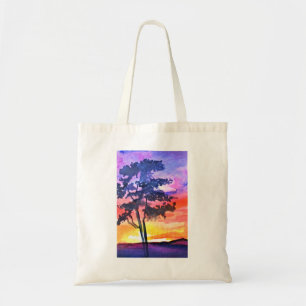 Sunset Dreaming landscape watercolor art Tote Bag