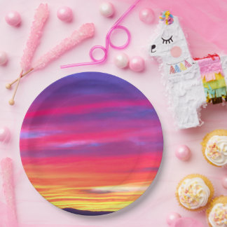 Sunset Dreams: Vibrant Paper Plate
