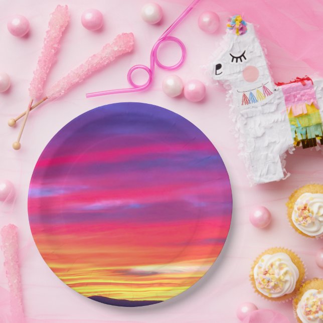 Sunset Dreams: Vibrant Paper Plate (Party)