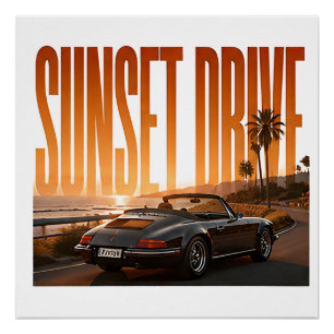 Sunset Drive Luxury Road Trip Graphic Poster